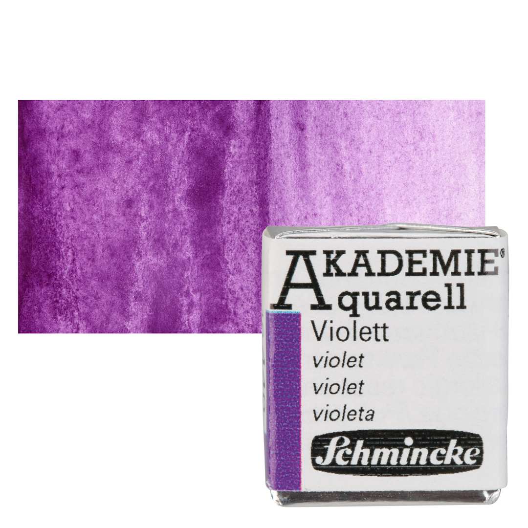 Open in modal - Schmincke Akademie Aquarell Watercolor Pan - Violet, Half Pan and swatch