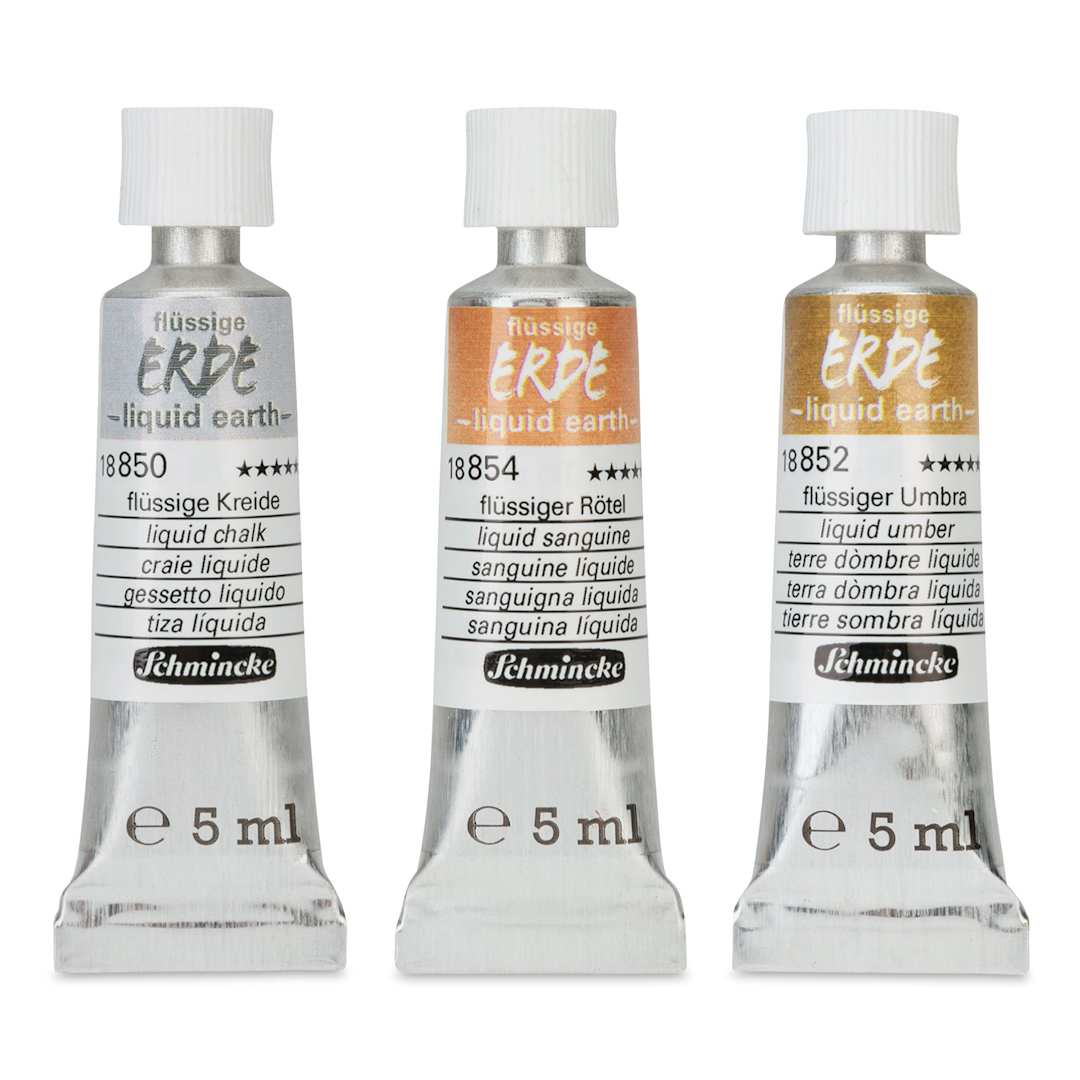 Open in modal - Schmincke Liquid Earth Watercolor Tubes and Set - Set of 3, 5 ml