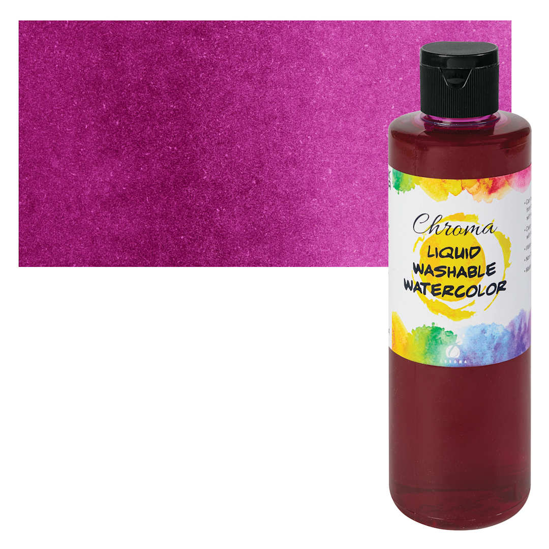Open in modal - Chroma Liquid Washable Watercolor Paint - Magenta, 8.4 oz, Bottle with swatch