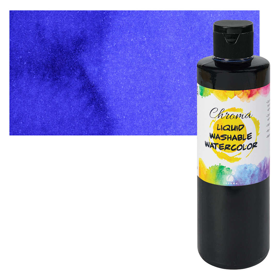 Open in modal - Chroma Liquid Washable Watercolor Paint - Purple, 8.4 oz, Bottle with swatch