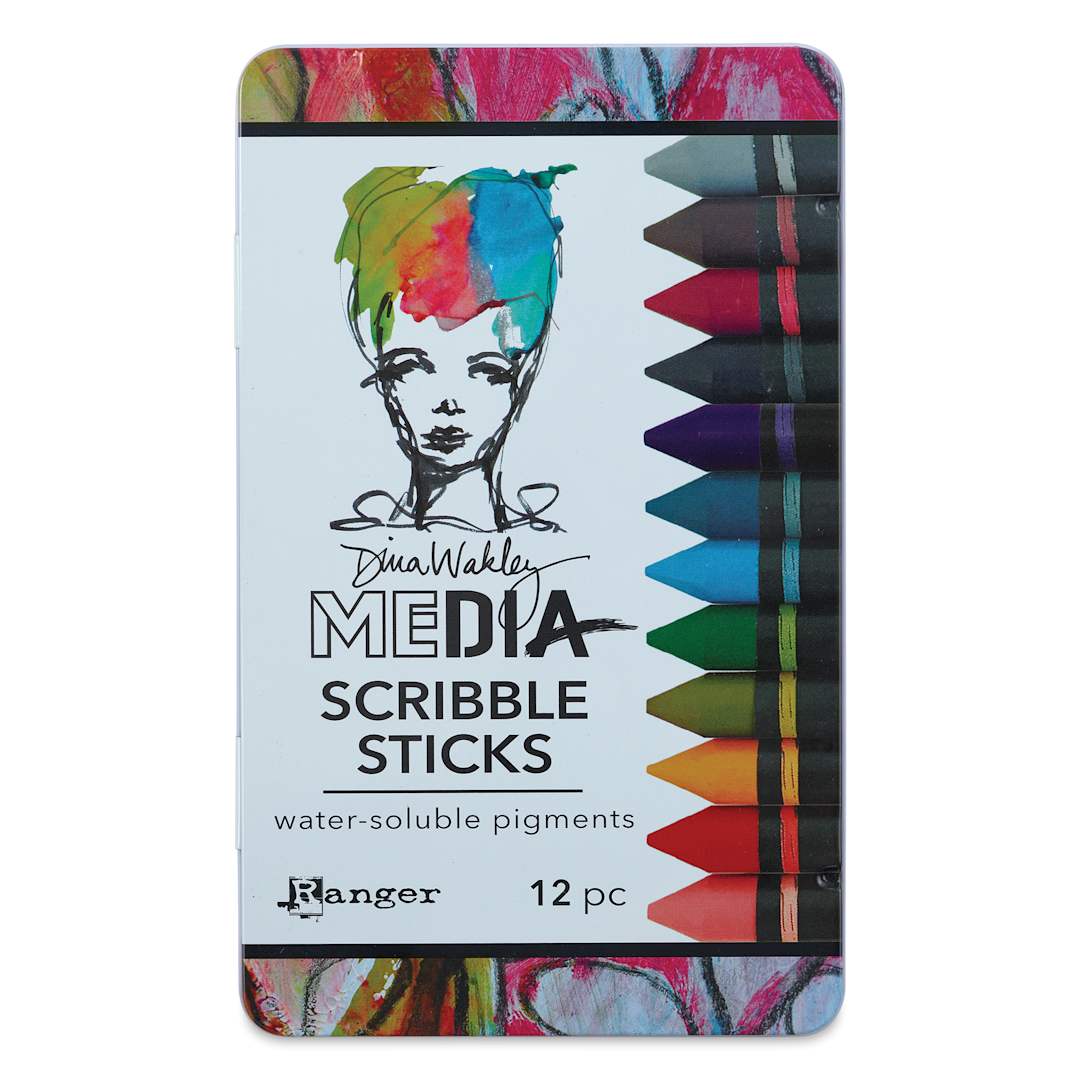 Open in modal - Ranger Dina Wakley Scribble Water-Soluble Pigment Sticks - Set 2, Set of 12 front of package