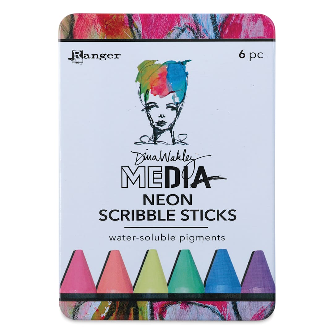 Open in modal - Ranger Dina Wakley Scribble Water-Soluble Pigment Sticks - Set of 6, Neon front of package