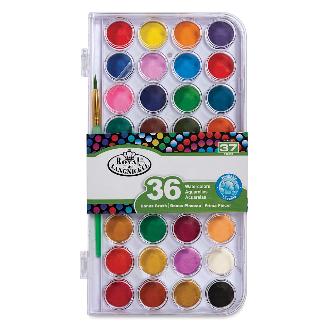 Open in modal - Royal & Langnickel Watercolor Pans - Set of 37, Assorted front of package