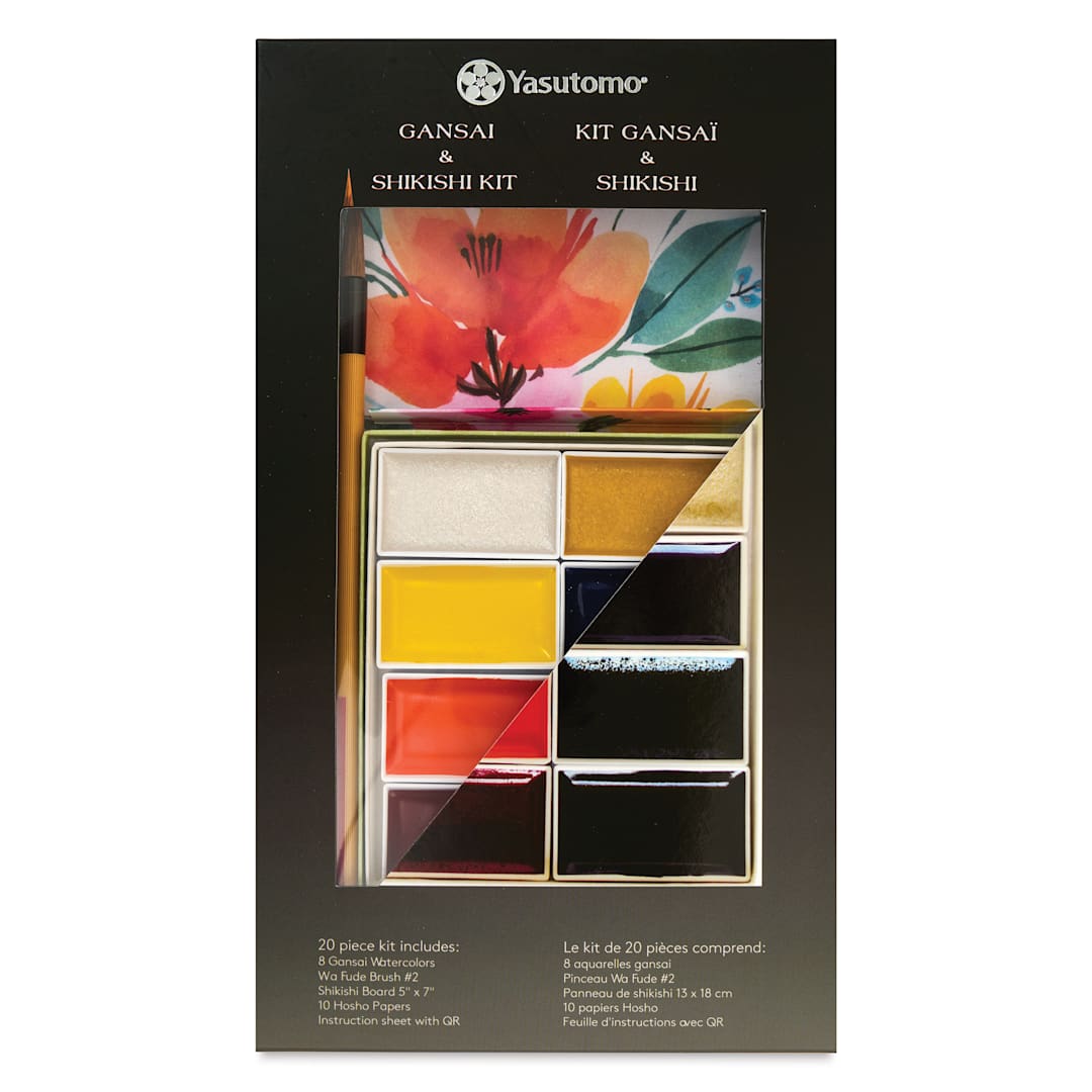 Open in modal - Yasutomo Shikishi Gansai Watercolor Paint Set front of package
