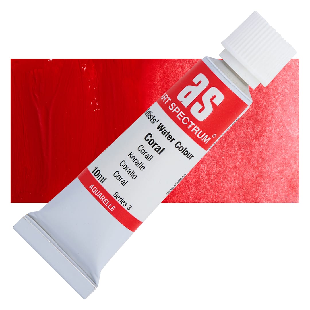 Open in modal - Art Spectrum Artists’ Watercolor Tube - Coral, 10 ml tube and swatch