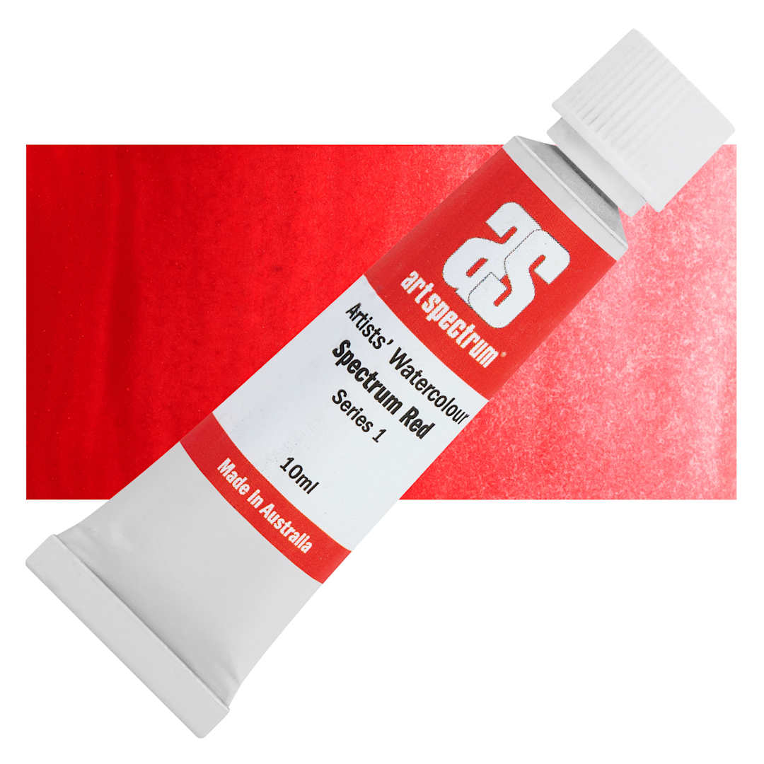 Open in modal - Art Spectrum Artists’ Watercolor Tube - Spectrum Red, 10 ml tube and swatch