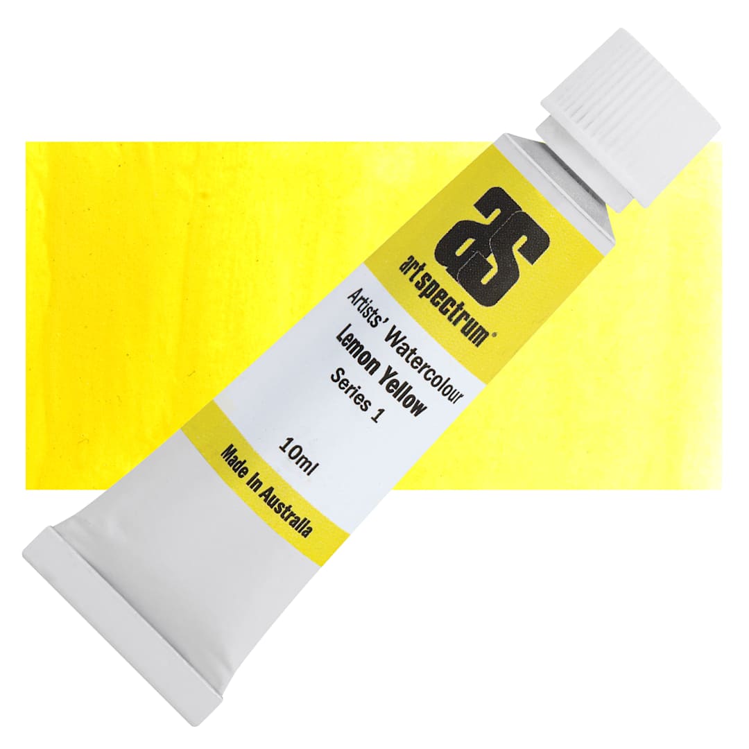 Open in modal - Art Spectrum Artists’ Watercolor Tube - Lemon Yellow, 10 ml tube and swatch