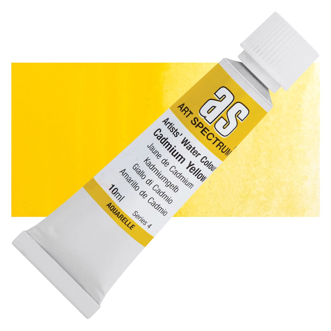 Open in modal - Art Spectrum Artists’ Watercolor Tube - Cadmium Yellow, 10 ml tube and swatch