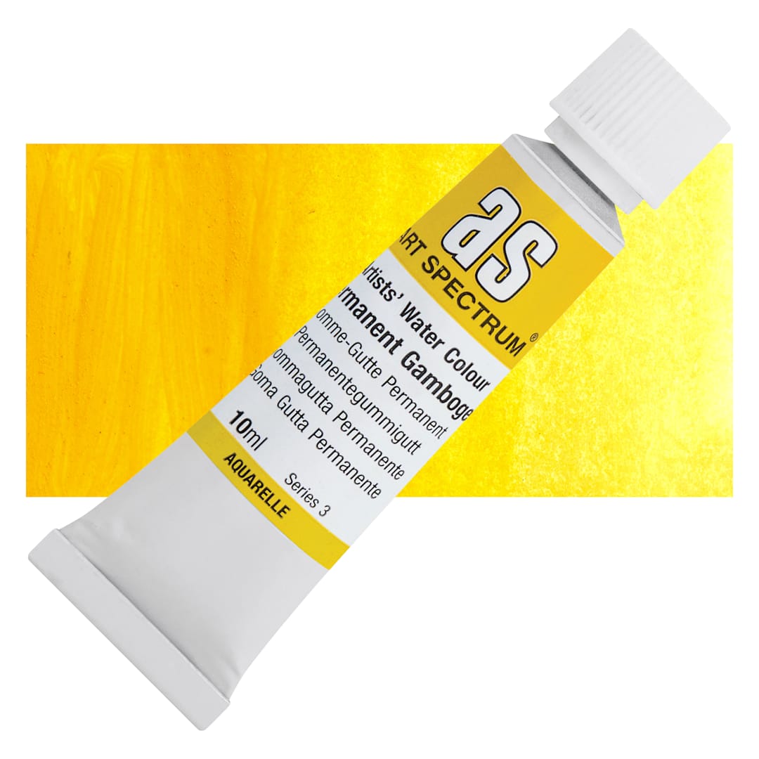 Open in modal - Art Spectrum Artists’ Watercolor Tube - Permanent Gamboge, 10 ml tube and swatch