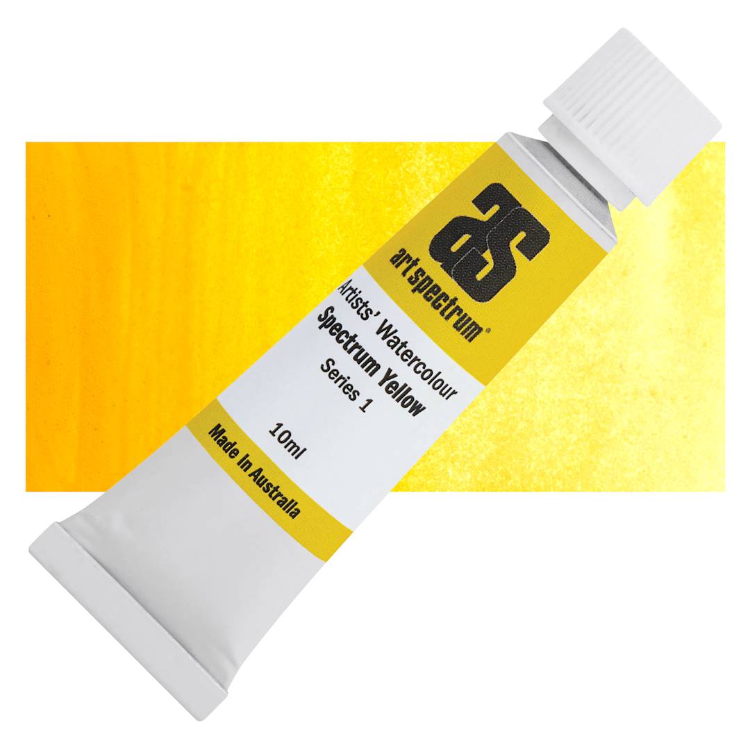 Open in modal - Art Spectrum Artists’ Watercolor Tube - Spectrum Yellow, 10 ml tube and swatch