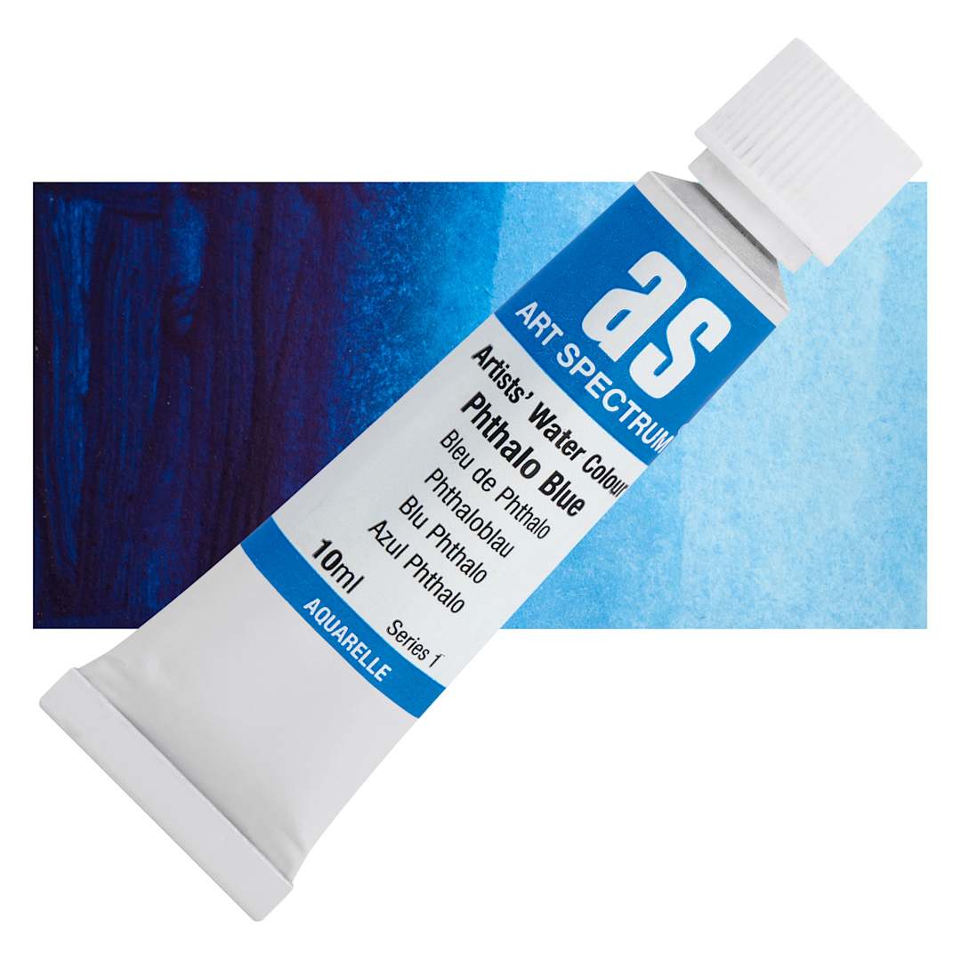 Open in modal - Art Spectrum Artists’ Watercolor Tube - Phthalo Blue, 10 ml tube and swatch