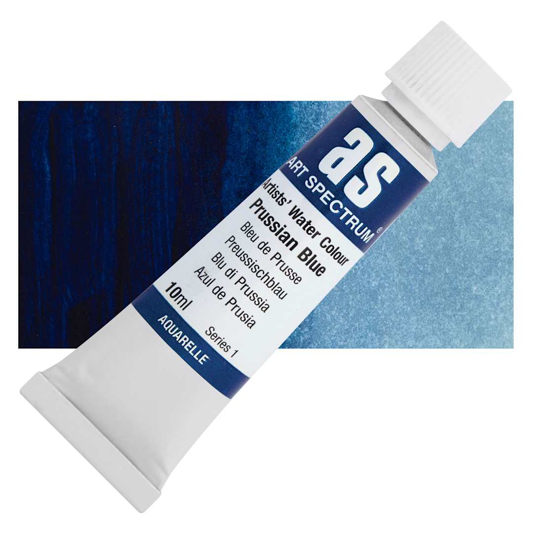 Open in modal - Art Spectrum Artists’ Watercolor Tube - Prussian Blue, 10 ml tube and swatch