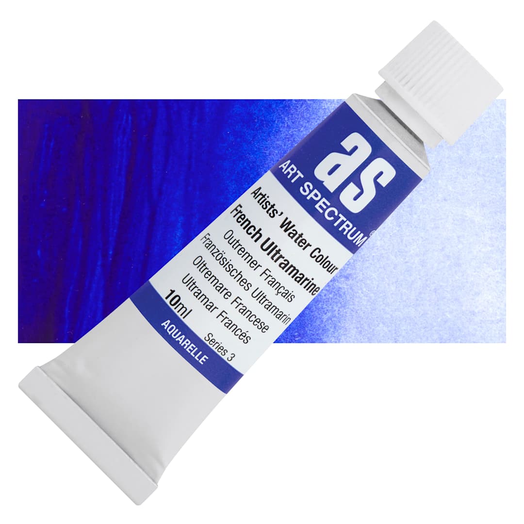 Open in modal - Art Spectrum Artists’ Watercolor Tube - French Ultramarine, 10 ml tube and swatch