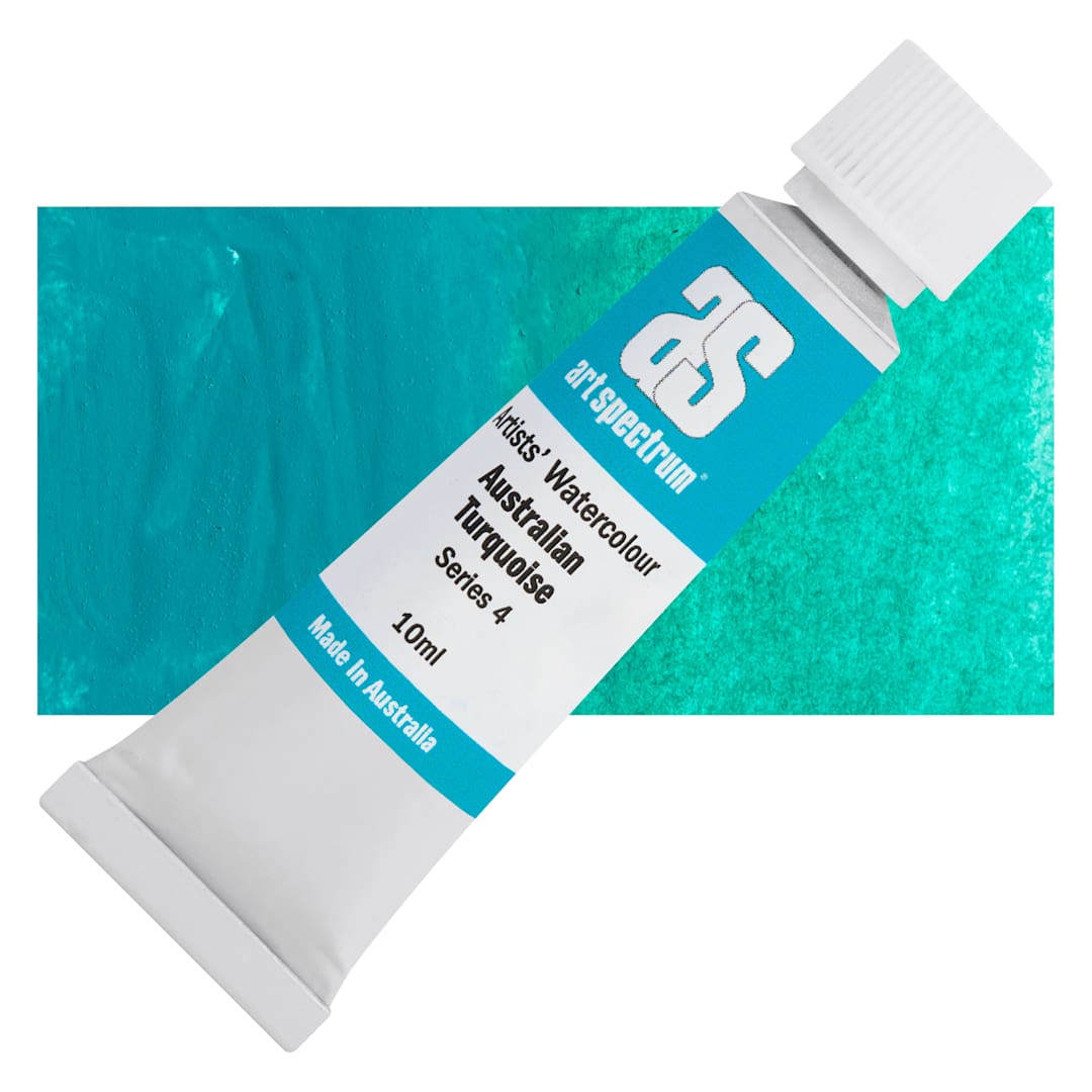 Open in modal - Art Spectrum Artists’ Watercolor Tube - Australian Turquoise, 10 ml tube and swatch