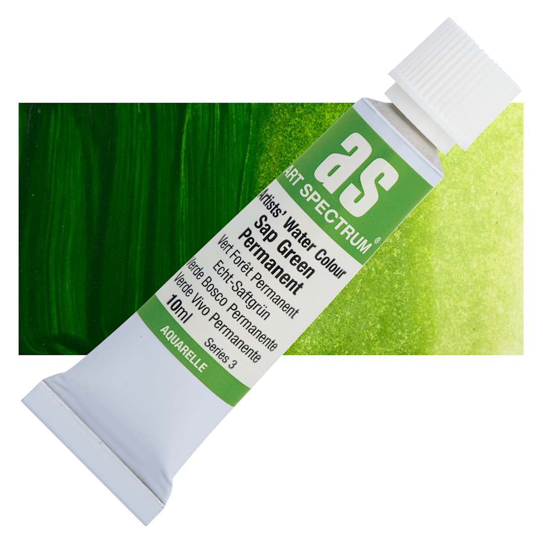 Open in modal - Art Spectrum Artists’ Watercolor Tube - Sap Green Permanent, 10 ml tube and swatch