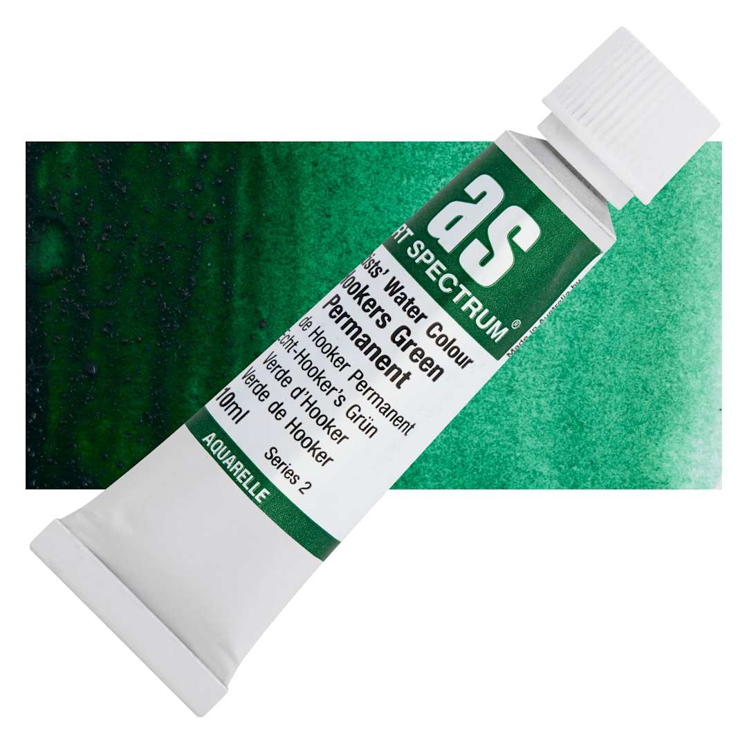 Open in modal - Art Spectrum Artists’ Watercolor Tube - Hooker's Green, 10 ml tube and swatch