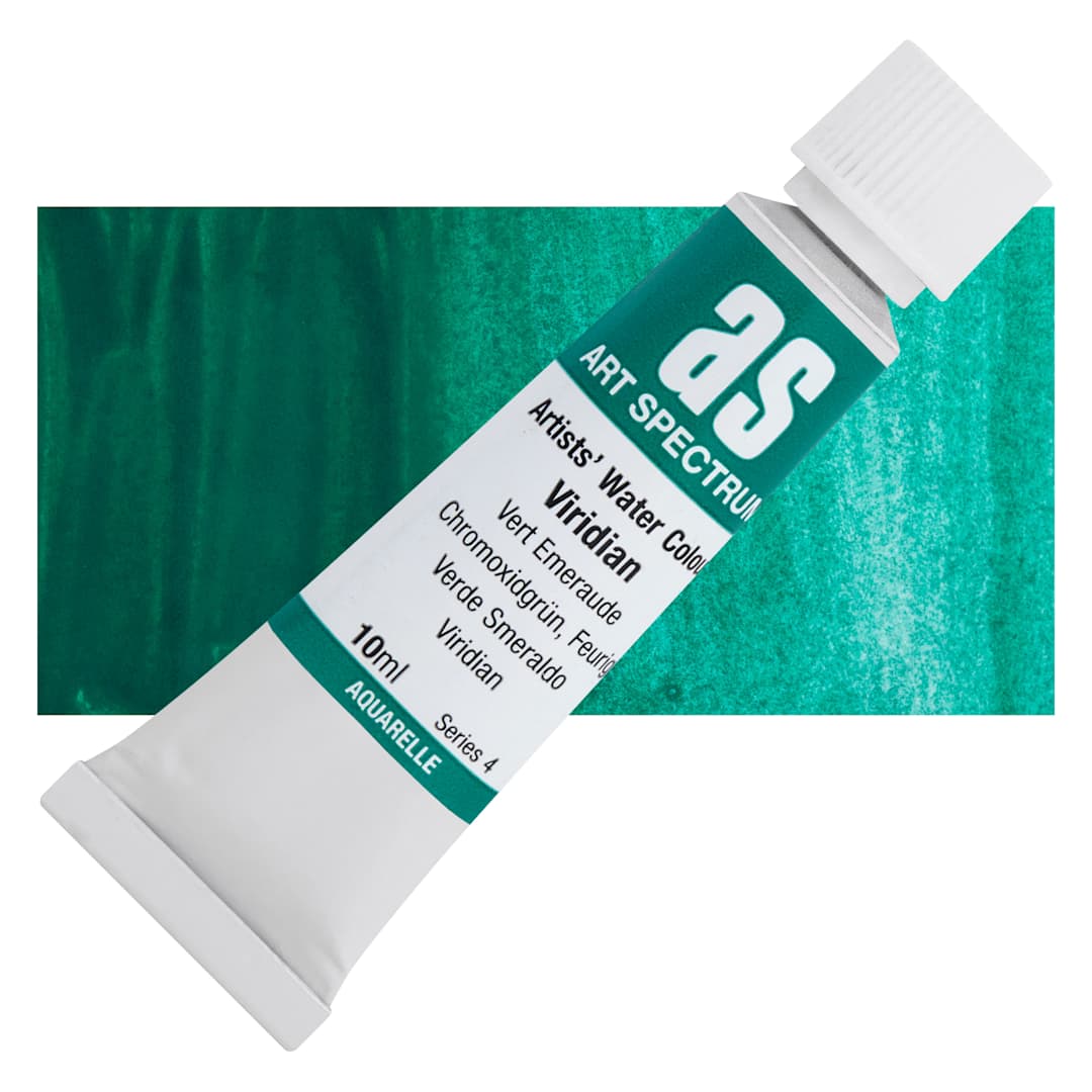 Open in modal - Art Spectrum Artists’ Watercolor Tube - Viridian, 10 ml tube and swatch