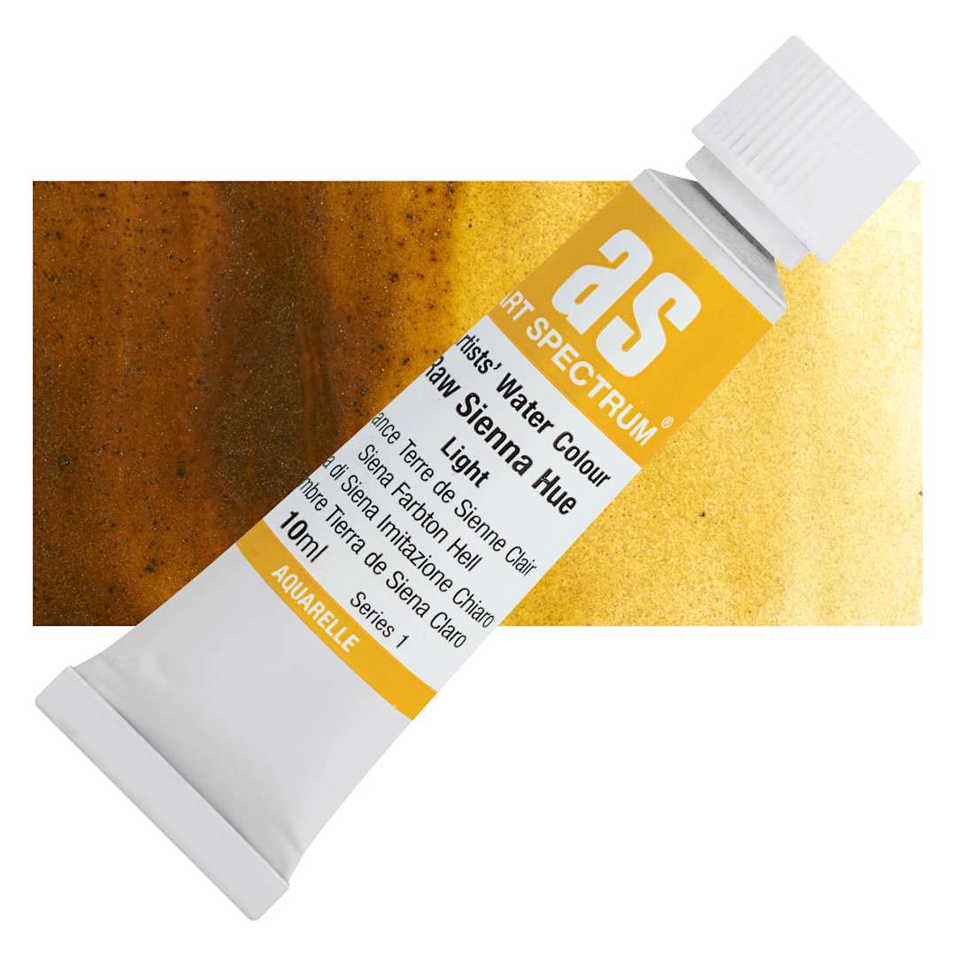 Open in modal - Art Spectrum Artists’ Watercolor Tube - Raw Sienna Light Hue, 10 ml tube and swatch