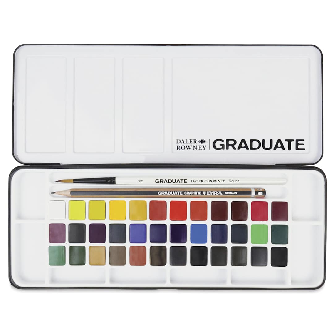 Open in modal - Daler-Rowney Graduate Watercolor Half Pans - Set of 36