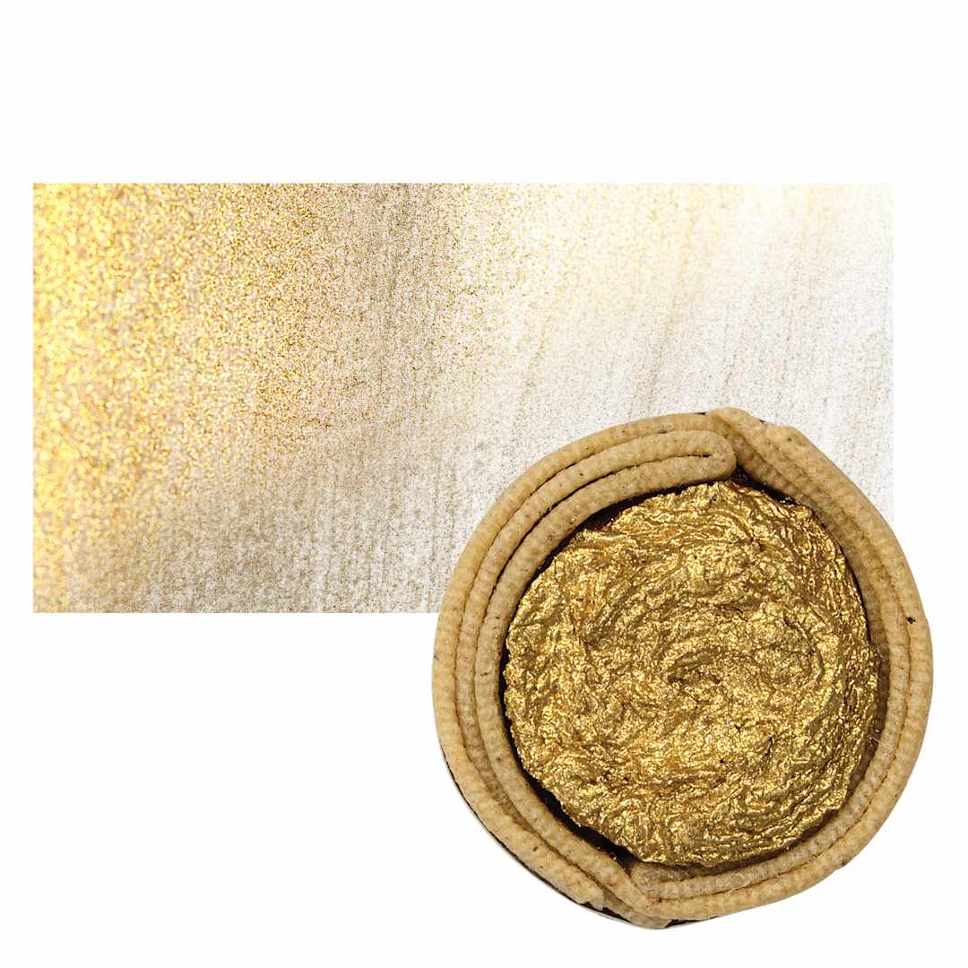 Open in modal - Beam Paints Watercolor Paintstone - Classic Gold stone and swatch