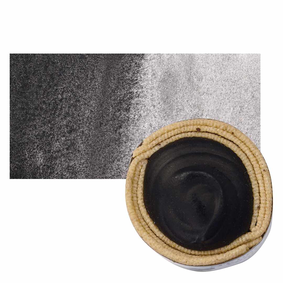 Open in modal - Beam Paints Watercolor Paintstone - Mars Black stone and swatch