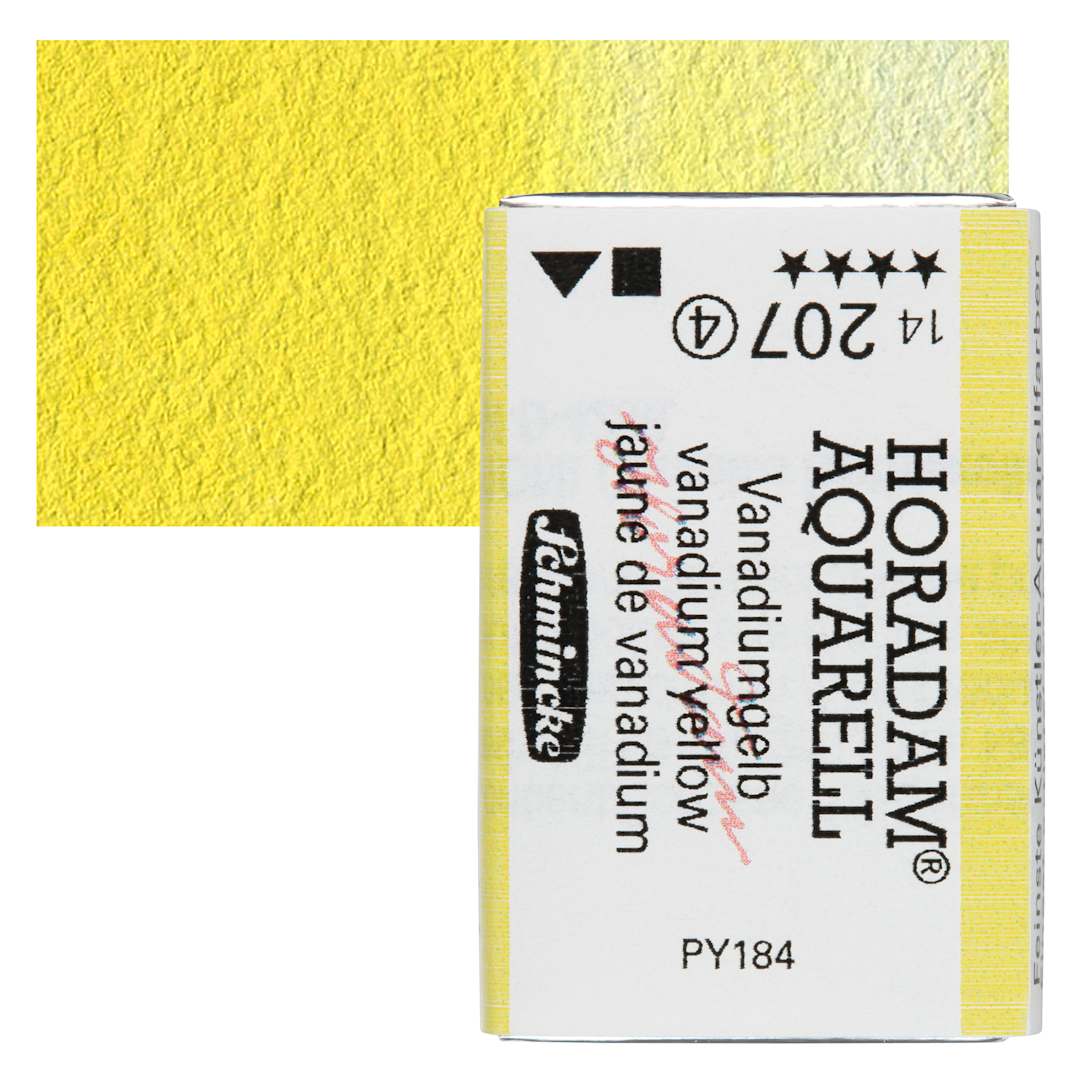 Open in modal - Schmincke Horadam Aquarell Watercolor - Vanadium Yellow, Full Pan and swatch