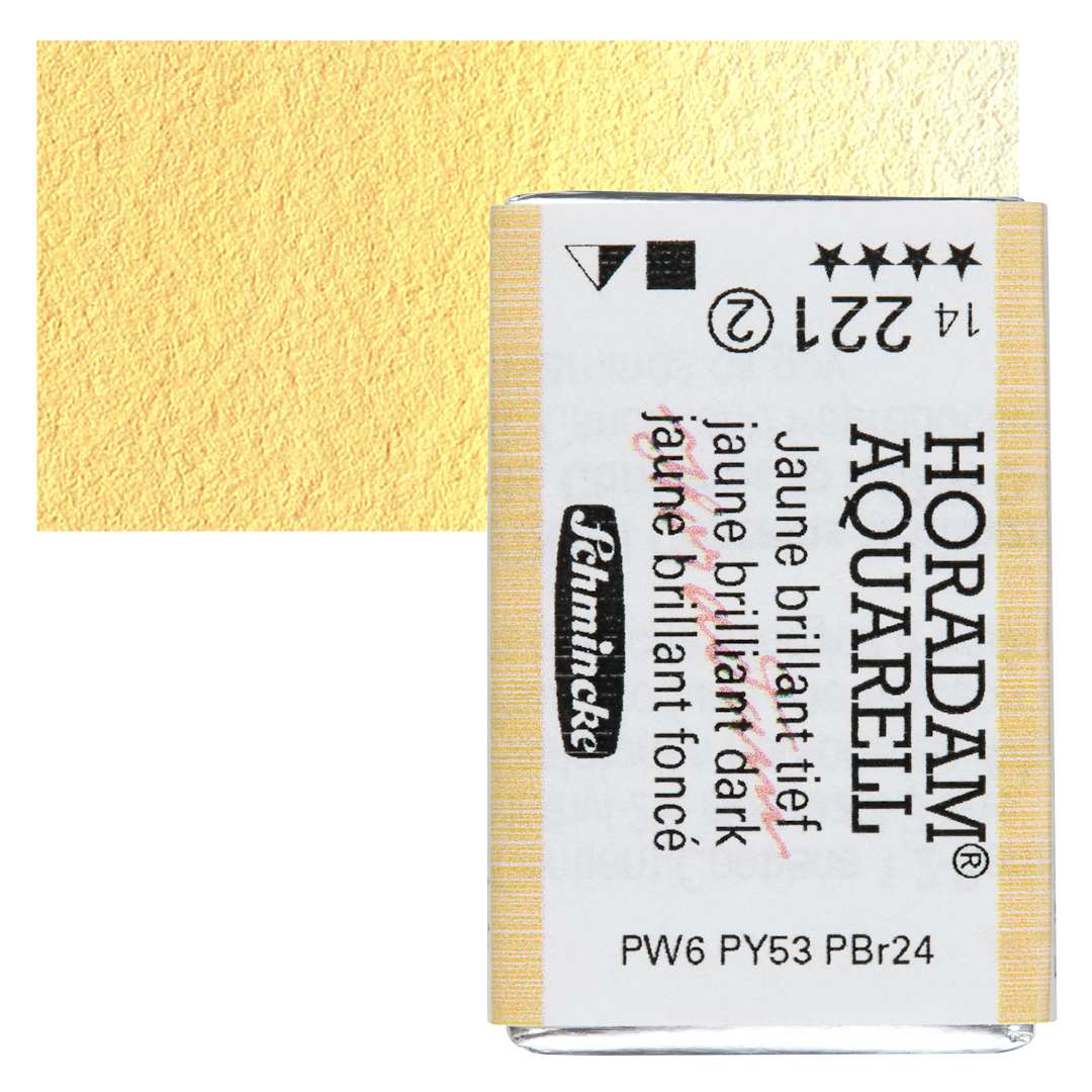 Open in modal - Schmincke Horadam Aquarell Watercolor - Jaune Brilliant Dark, Full Pan and swatch