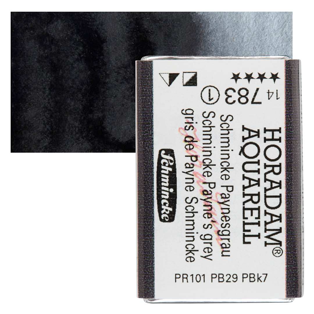 Open in modal - Schmincke Horadam Aquarell Watercolor - Schmincke Payne's Grey, Full Pan and swatch