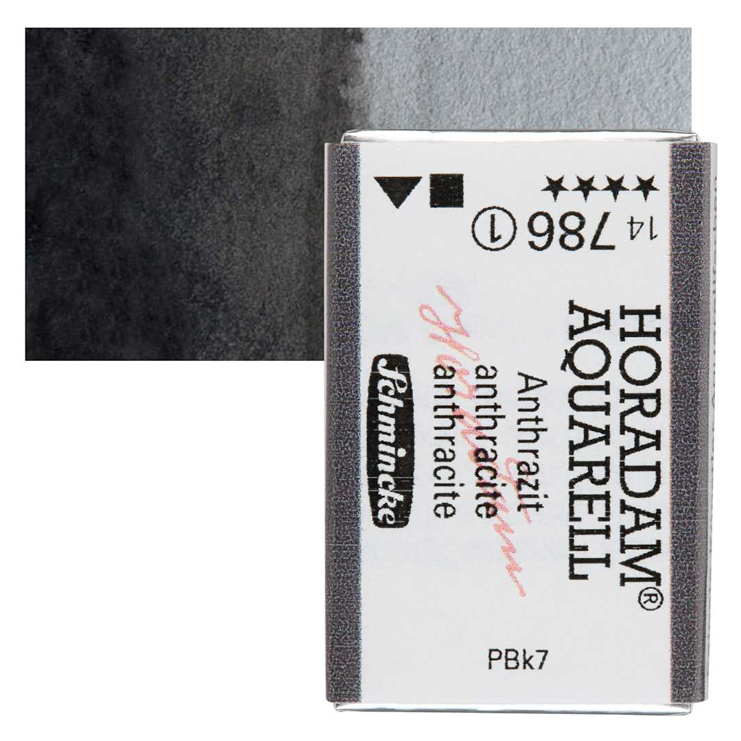 Open in modal - Schmincke Horadam Aquarell Artist Watercolor - Anthracite, Full Pan and swatch
