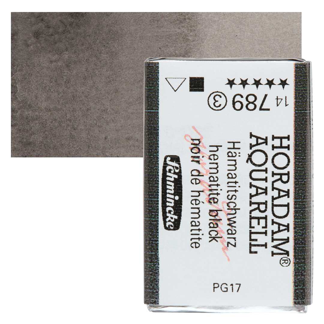 Open in modal - Schmincke Horadam Aquarell Watercolor - Hematite Black, Full Pan and swatch