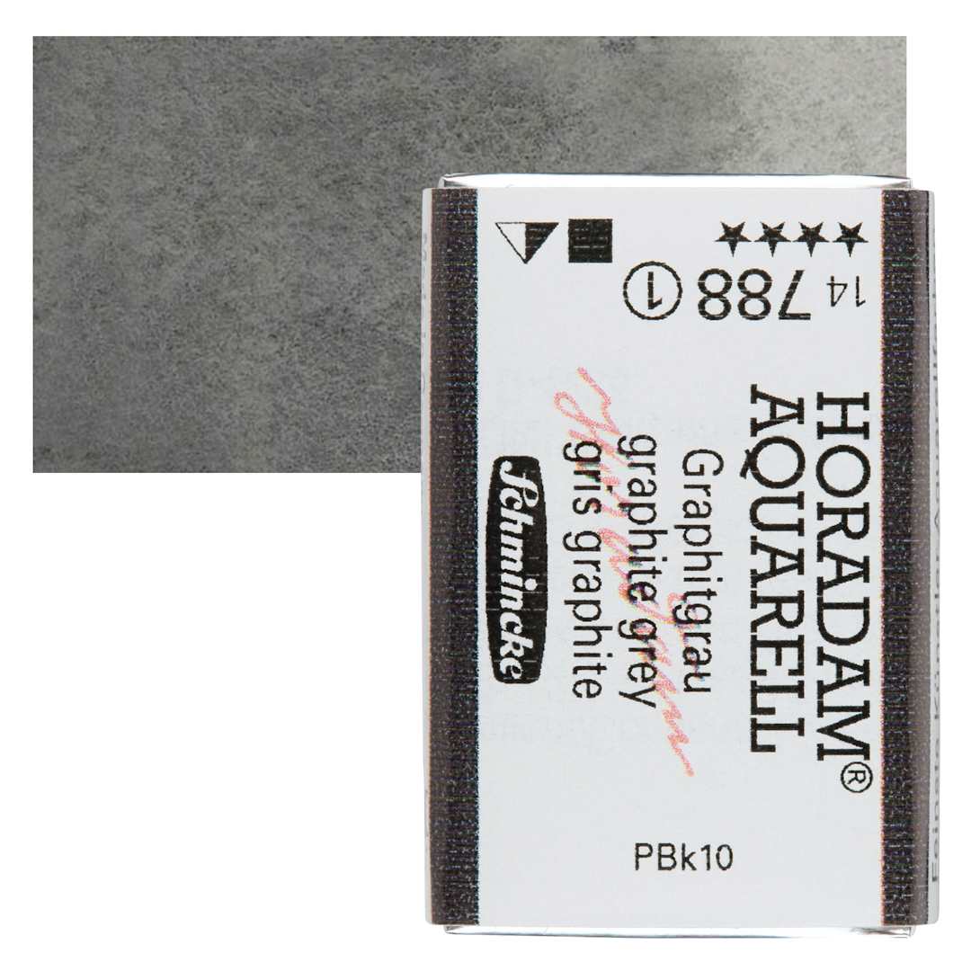 Open in modal - Schmincke Horadam Aquarell Watercolor - Graphite Grey, Full Pan and swatch