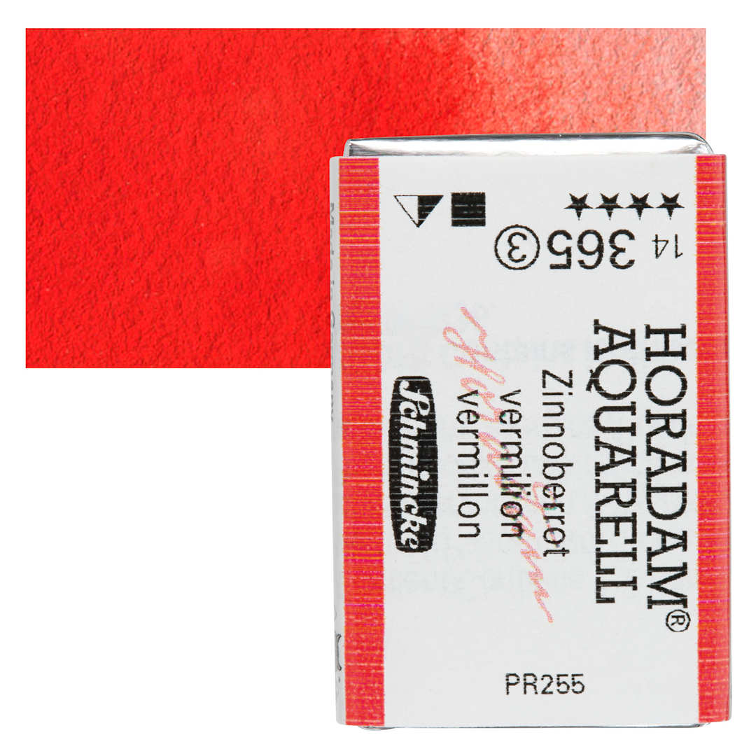 Open in modal - Schmincke Horadam Aquarell Watercolor - Vermilion, Full Pan and swatch