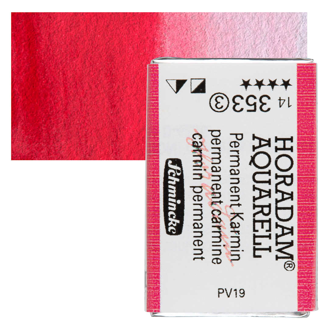 Open in modal - Schmincke Horadam Aquarell Watercolor - Permanent Carmine, Full Pan and swatch