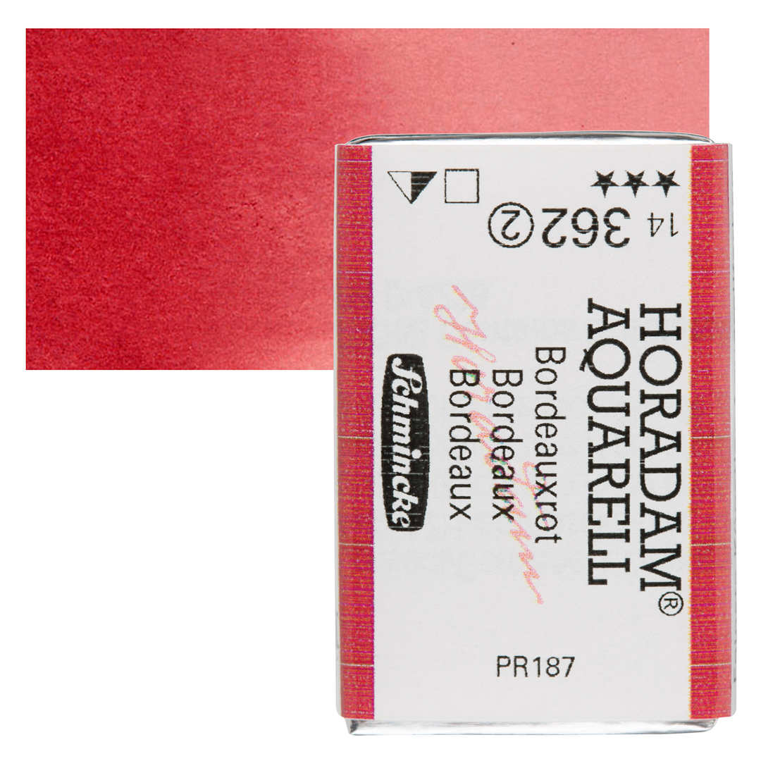 Open in modal - Schmincke Horadam Aquarell Watercolor - Bordeaux, Full Pan and swatch