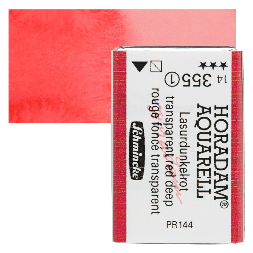 Open in modal - Schmincke Horadam Aquarell Watercolor - Transparent Red Deep, Full Pan and swatch