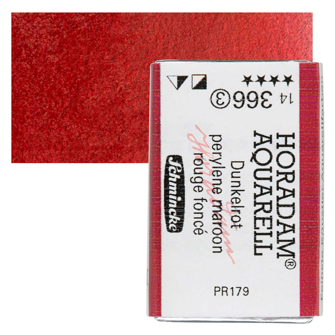 Open in modal - Schmincke Horadam Aquarell Watercolor - Perylene Maroon, Full Pan and swatch