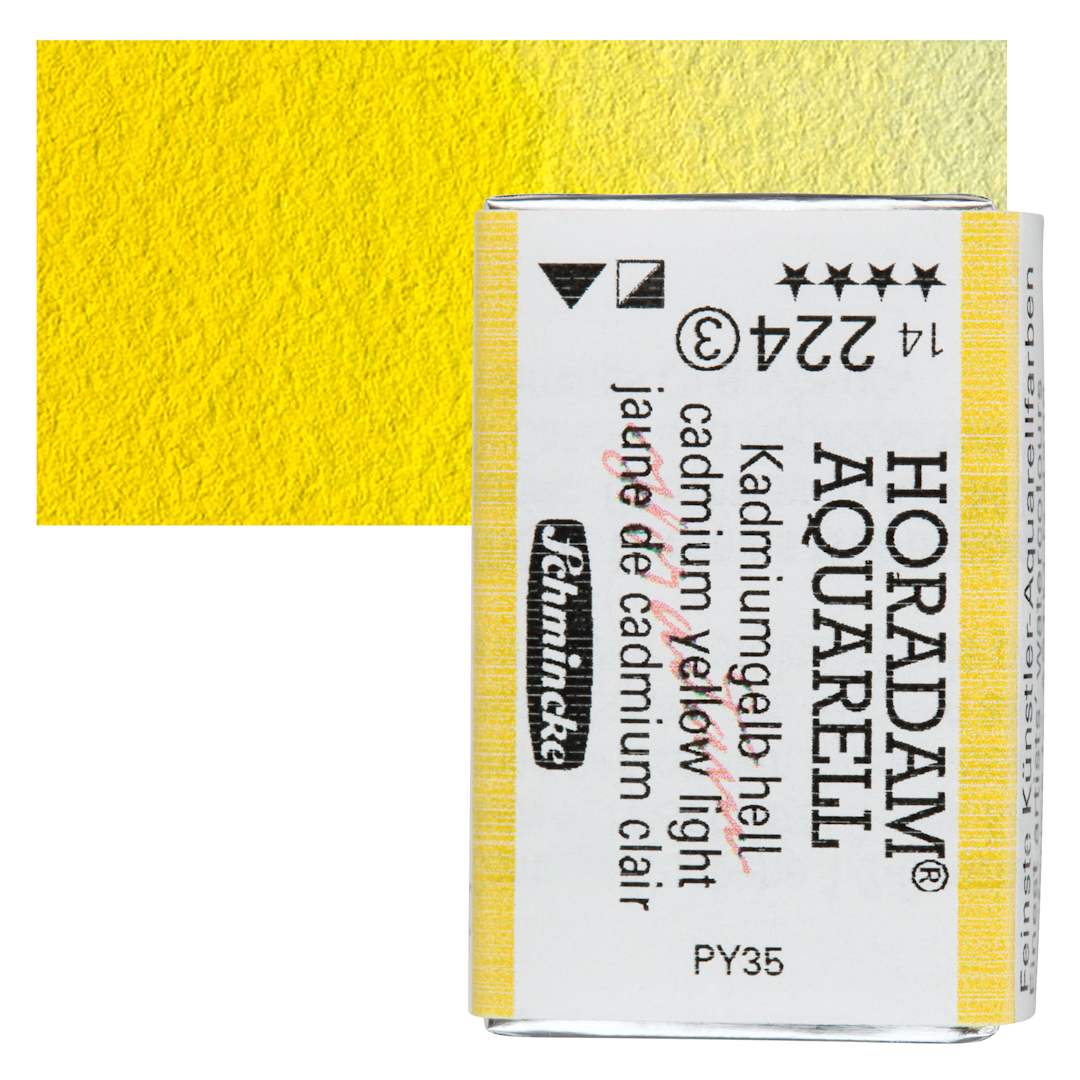 Open in modal - Schmincke Horadam Aquarell Watercolor - Cadmium Yellow Light, Full Pan and swatch