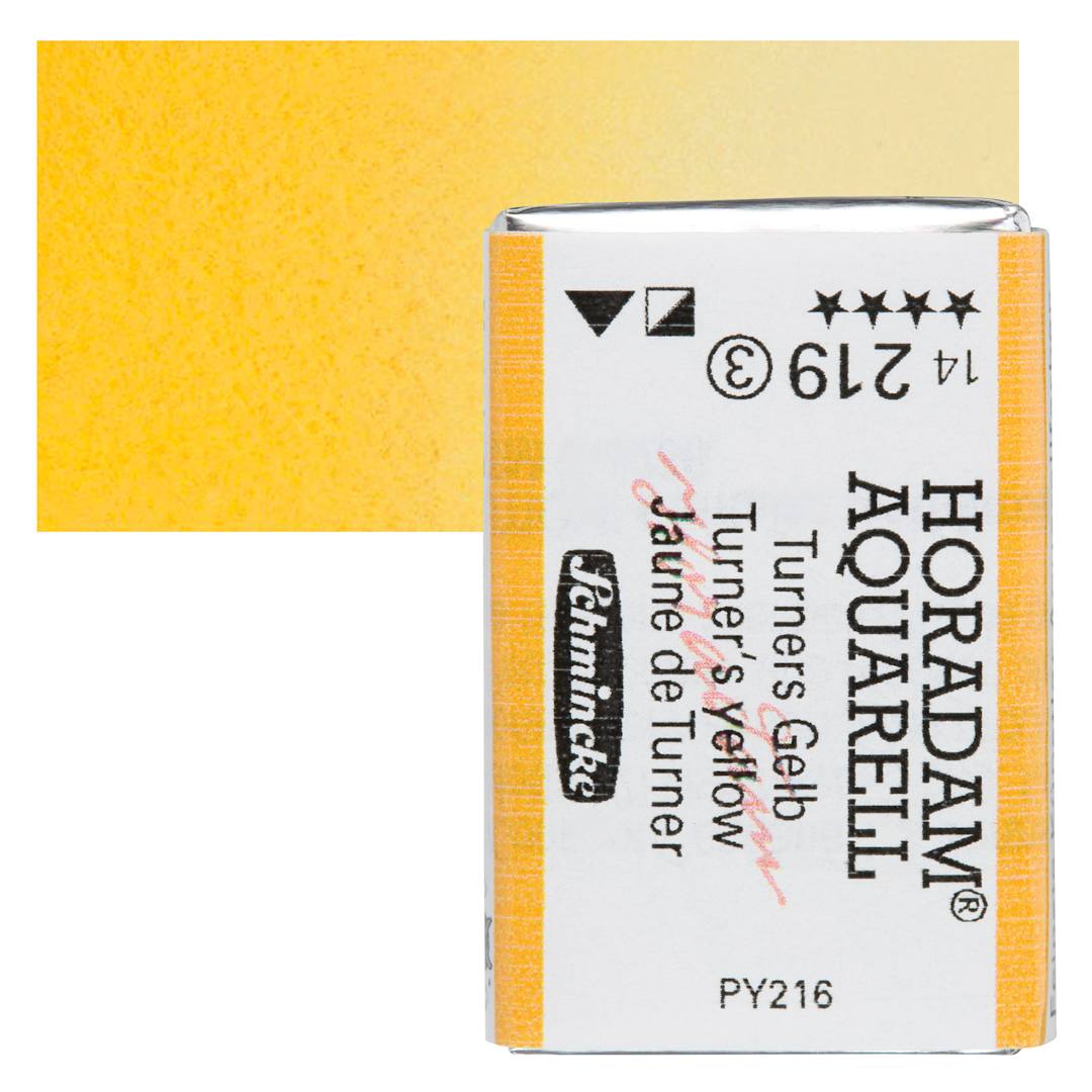 Open in modal - Schmincke Horadam Aquarell Watercolor - Turner's Yellow, Full Pan and swatch