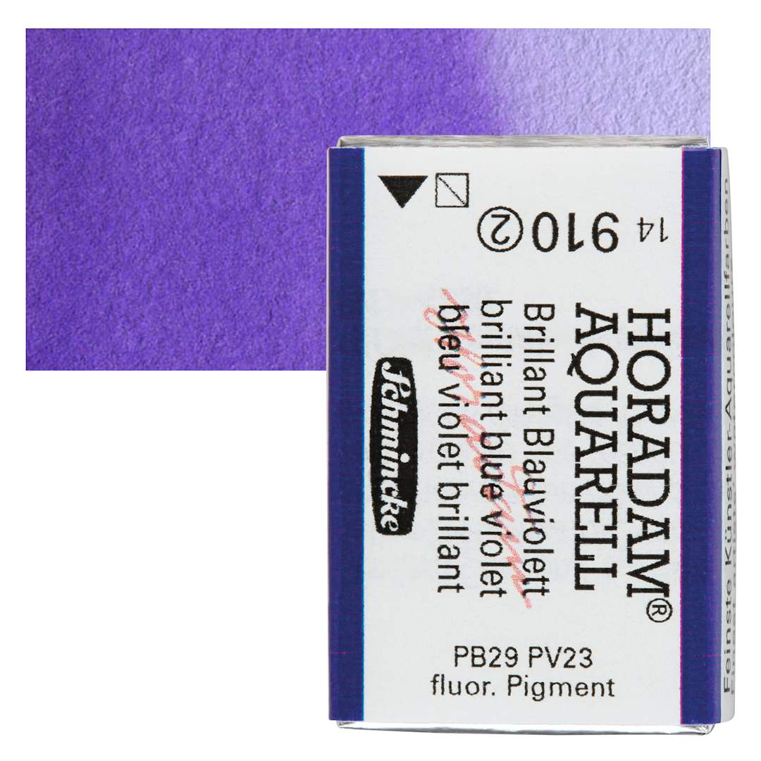 Open in modal - Schmincke Horadam Aquarell Watercolor - Brilliant Blue Violet, Full Pan and swatch