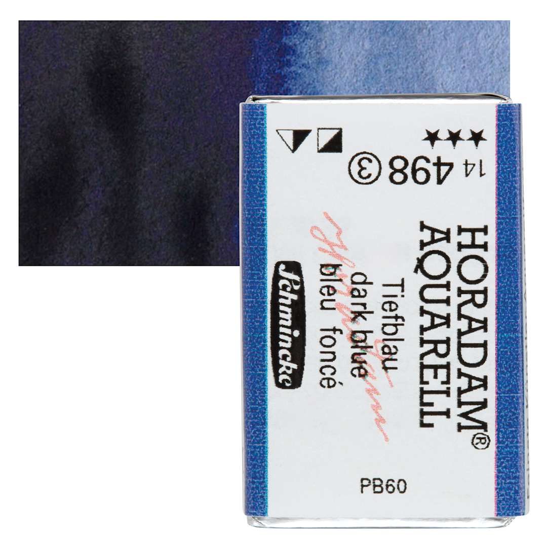 Open in modal - Schmincke Horadam Aquarell Watercolor - Dark Blue, Full Pan and swatch