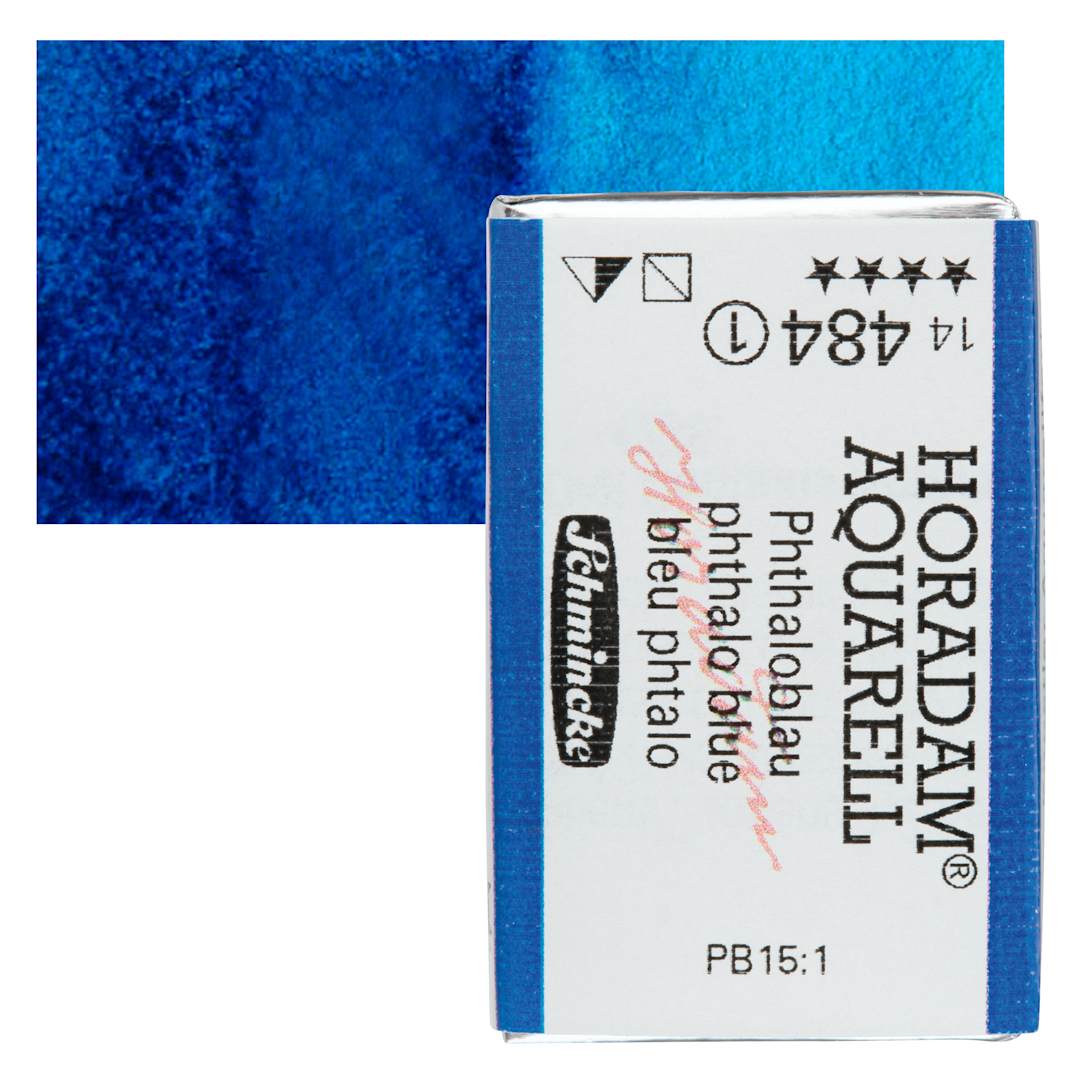 Open in modal - Schmincke Horadam Aquarell Watercolor - Phthalo Blue, Full Pan and swatch