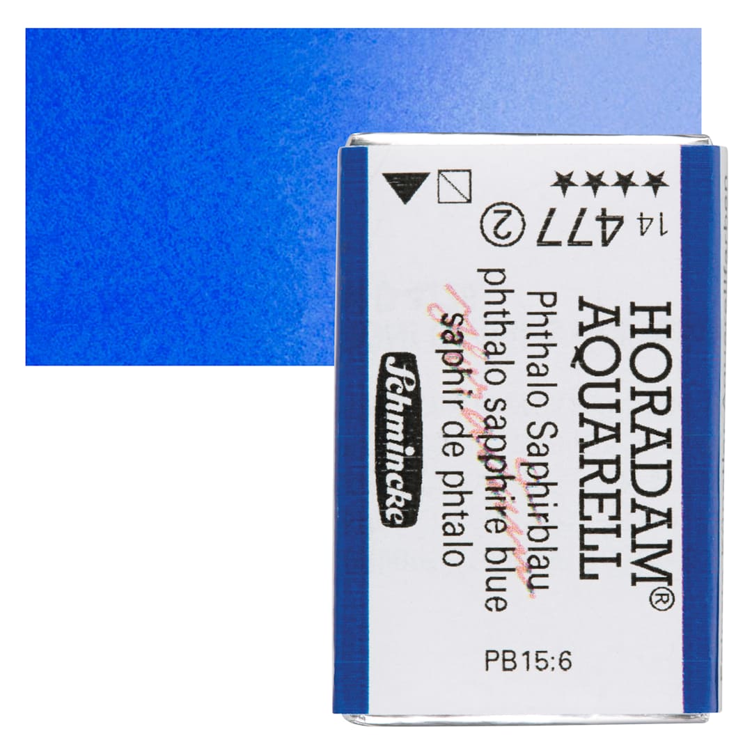 Open in modal - Schmincke Horadam Aquarell Watercolor - Phthalo Sapphire Blue, Full Pan and swatch
