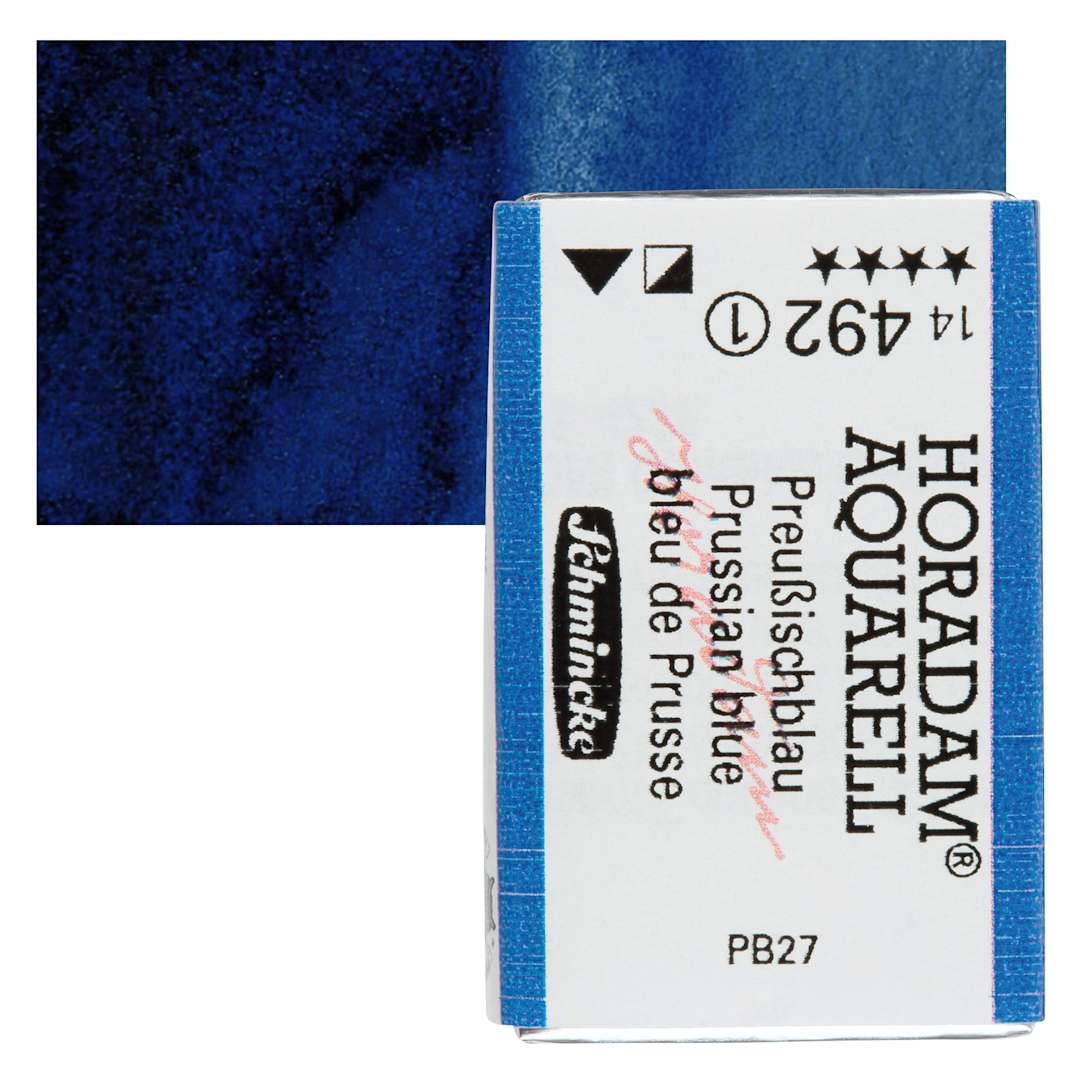 Open in modal - Schmincke Horadam Aquarell Watercolor - Prussian Blue, Full Pan and swatch