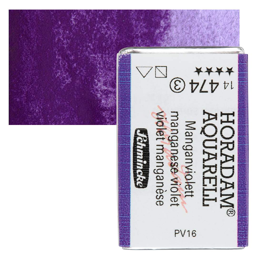 Open in modal - Schmincke Horadam Aquarell Watercolor - Manganese Violet, Full Pan and swatch