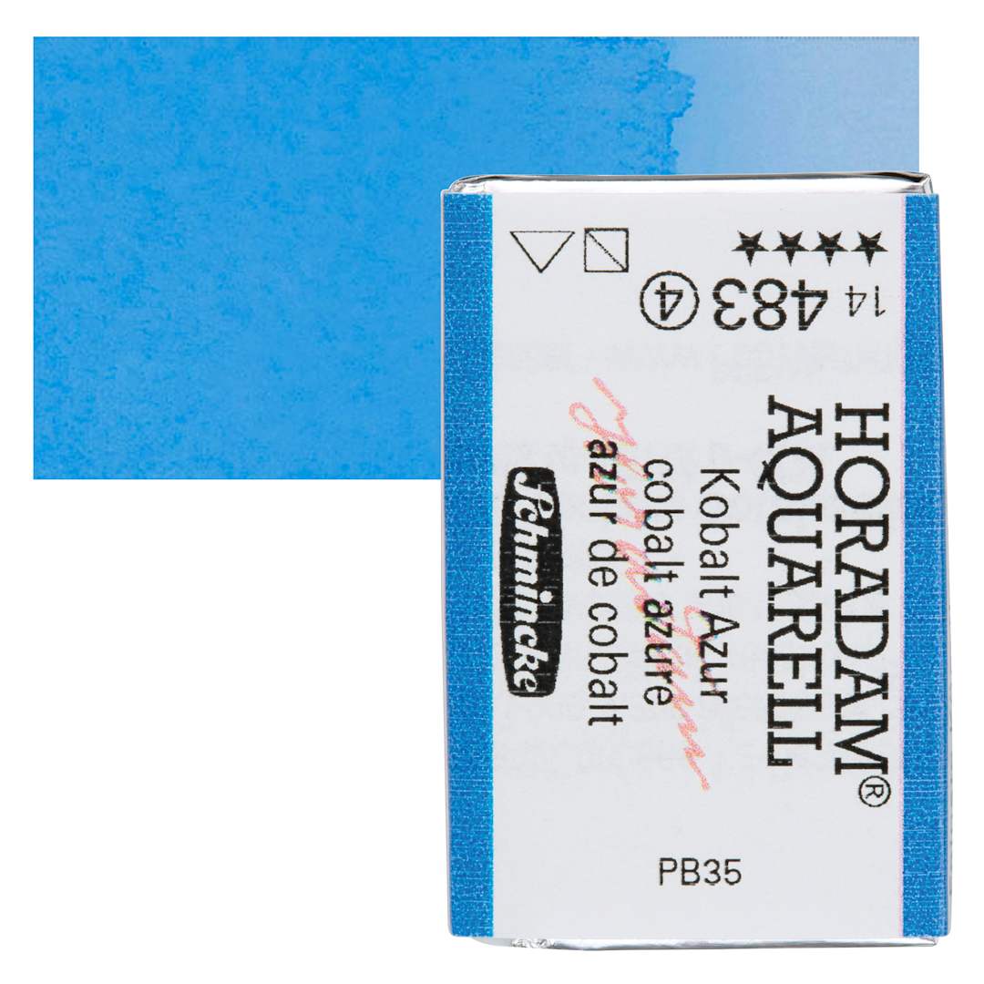 Open in modal - Schmincke Horadam Aquarell Watercolor - Cobalt Azure, Full Pan and swatch