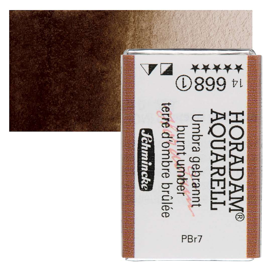 Open in modal - Schmincke Horadam Aquarell Watercolor - Burnt Umber, Full Pan and swatch