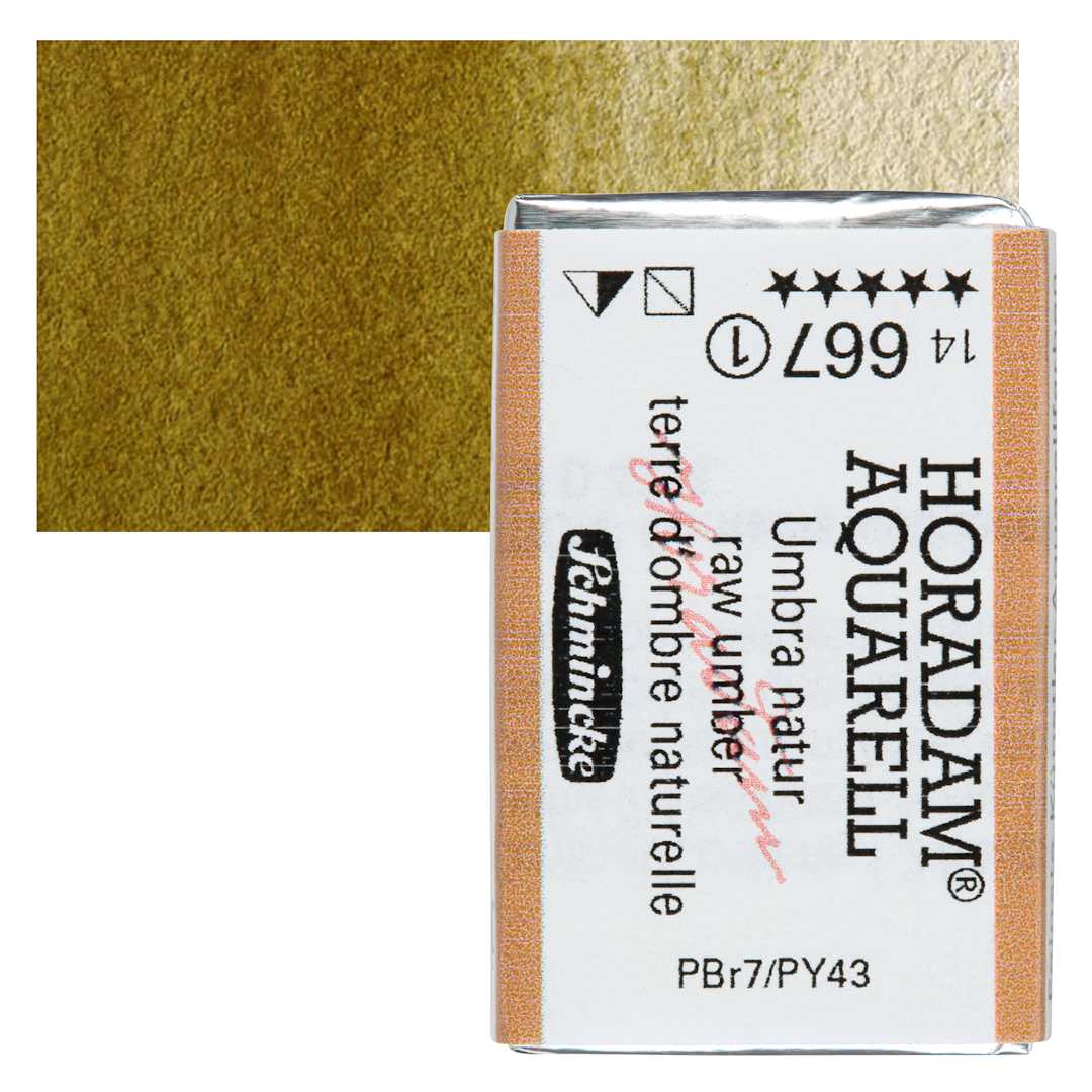 Open in modal - Schmincke Horadam Aquarell Watercolor - Raw Umber, Full Pan and swatch