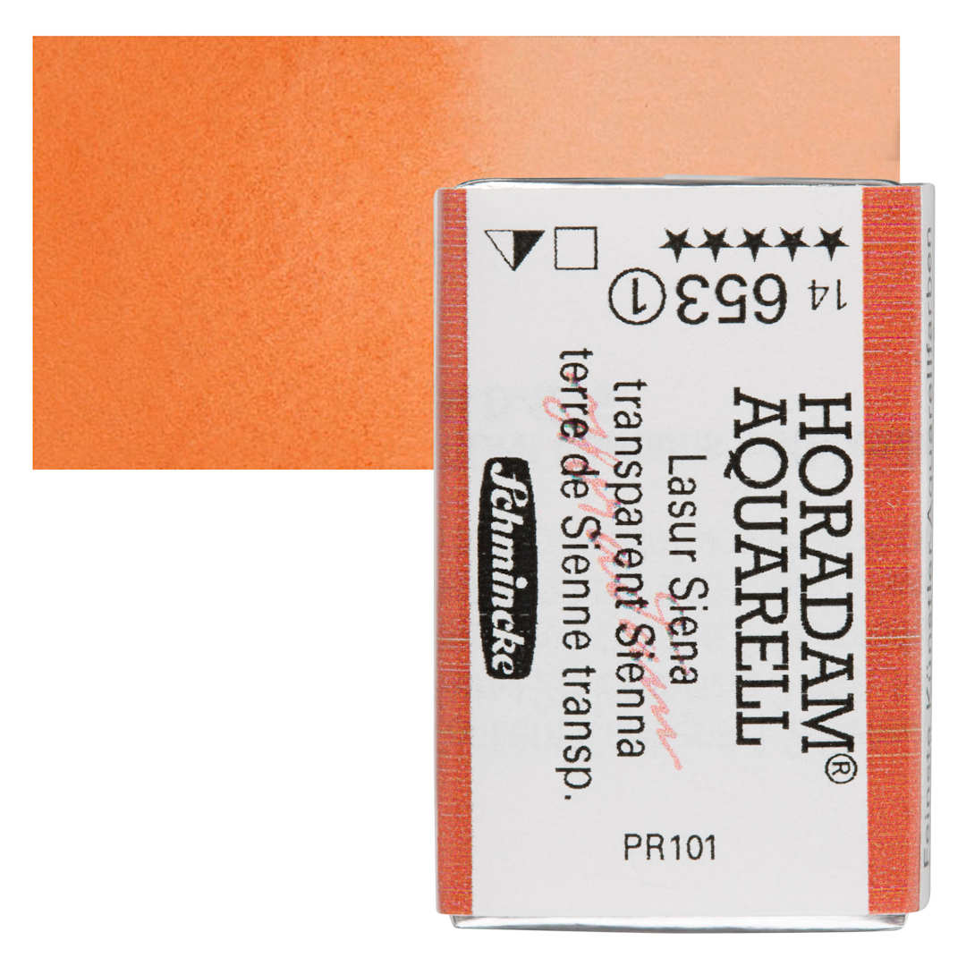 Open in modal - Schmincke Horadam Aquarell Watercolor - Transparent Sienna, Full Pan and swatch