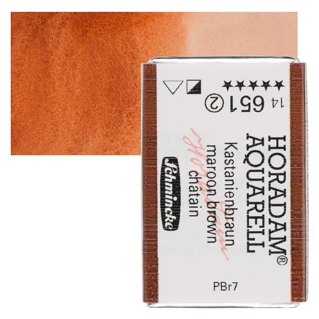 Open in modal - Schmincke Horadam Aquarell Watercolor - Maroon Brown, Full Pan and swatch