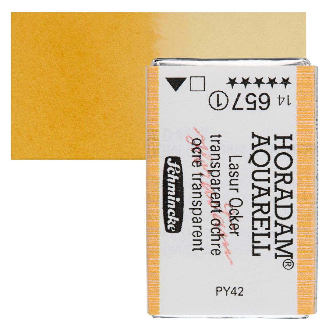 Open in modal - Schmincke Horadam Aquarell Watercolor - Transparent Ochre, Full Pan and swatch